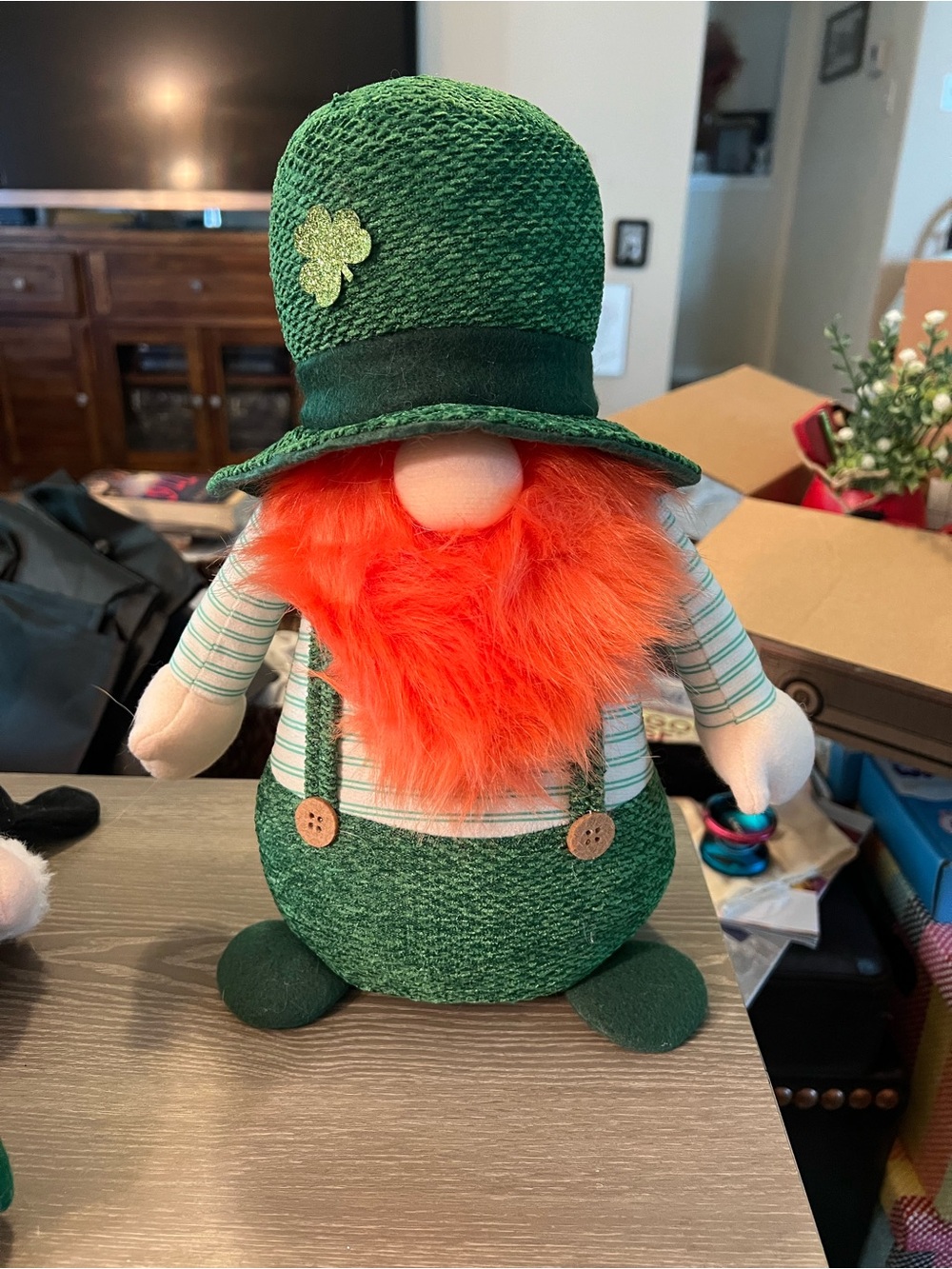 Green Plush St. Patrick's Gnome with Orange Beard